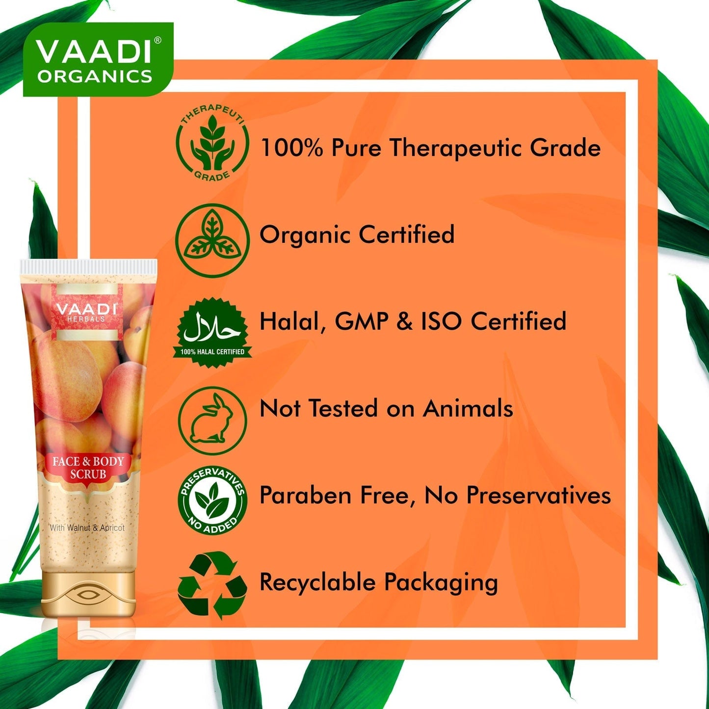 Face & Body Scrub with Walnut & Apricot - Exfoliates & Unclogs Pores (110 gms / 4 oz)