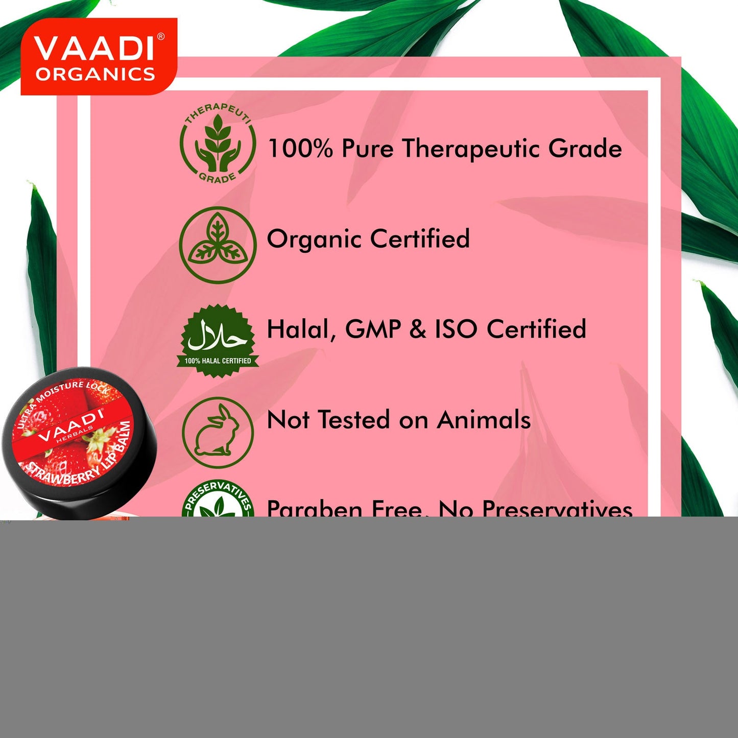 Nourishing Organic Strawberry and Honey Lip Balm (4 x 10 gms/0.4 oz)