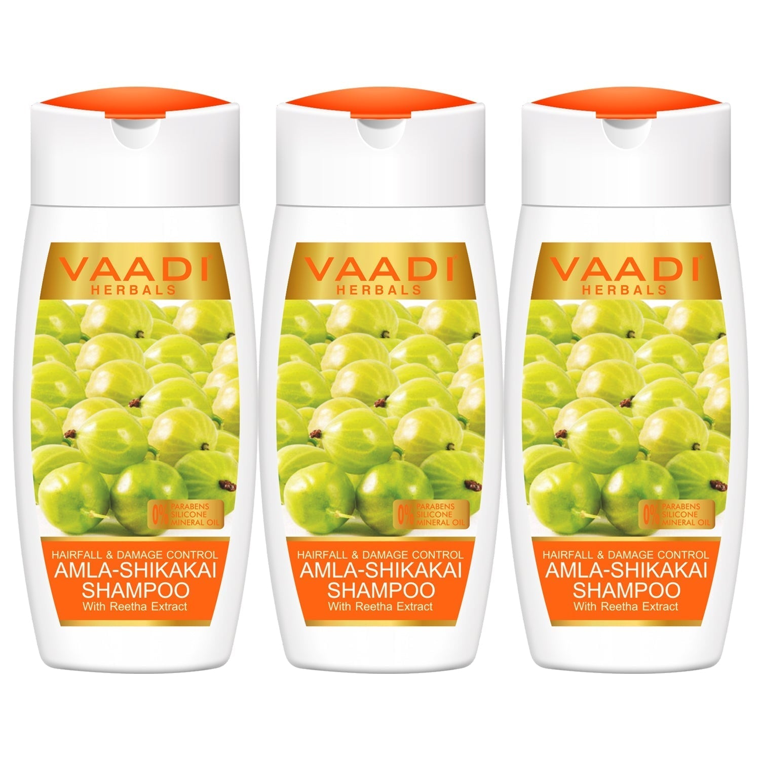 Hairfall & Damage Control Organic Shampoo (Indian Gooseberry Extract) (3 x 110 ml/4 fl oz)