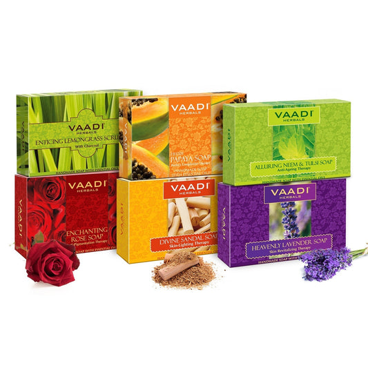 Assorted Pack of 6 Luxurious Organic Handmade Soaps (6 X 75gms/2.7 Oz)