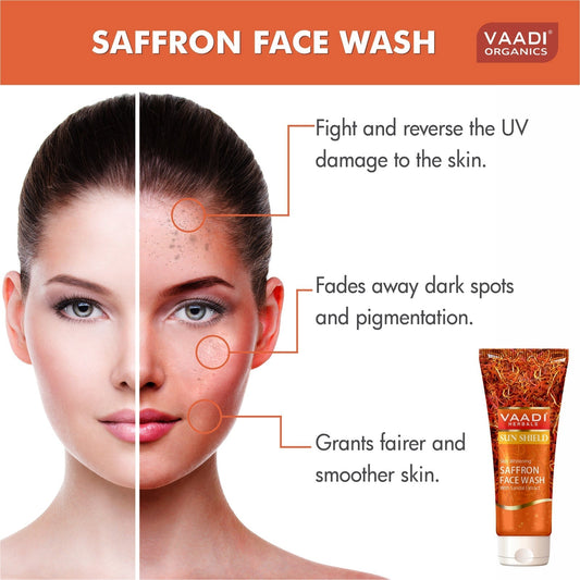 Skin Brightening Organic Saffron Face Wash with Sandalwood (4 x 60 ml/2.1 fl oz)
