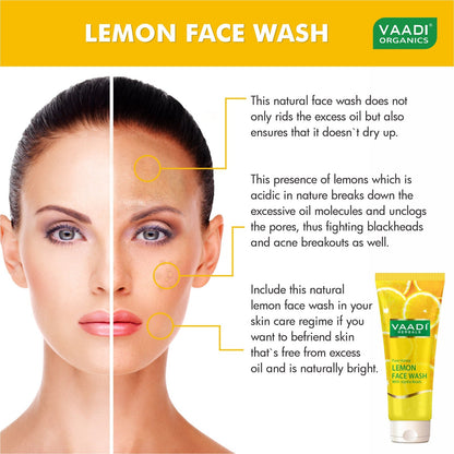 Skin Hydrating Organic Lemon Face Wash with Jojoba Beads (60 ml / 2.1 fl oz)