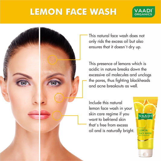 Skin Hydrating Organic Lemon Face Wash with Jojoba Beads (60 ml / 2.1 fl oz)
