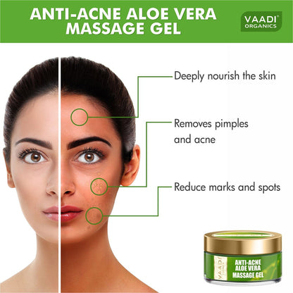 Anti Acne Aloe Vera Massage Gel - Removes Skin Impurities - Keeps Skin Soft (50 gms/ 2 oz)