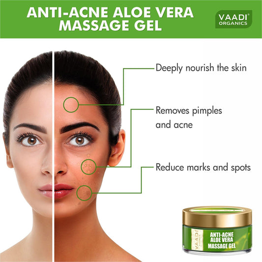 Anti Acne Aloe Vera Massage Gel - Removes Skin Impurities - Keeps Skin Soft (50 gms/ 2 oz)