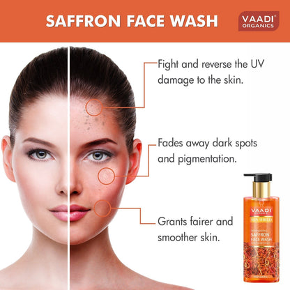 Skin Brightening Organic Saffron Face Wash with Sandalwood (250 ml / 8.45 fl oz)
