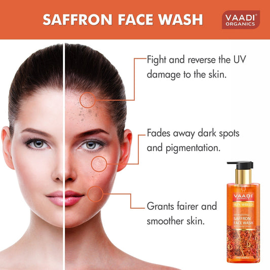 Skin Brightening Organic Saffron Face Wash with Sandalwood (250 ml / 8.45 fl oz)