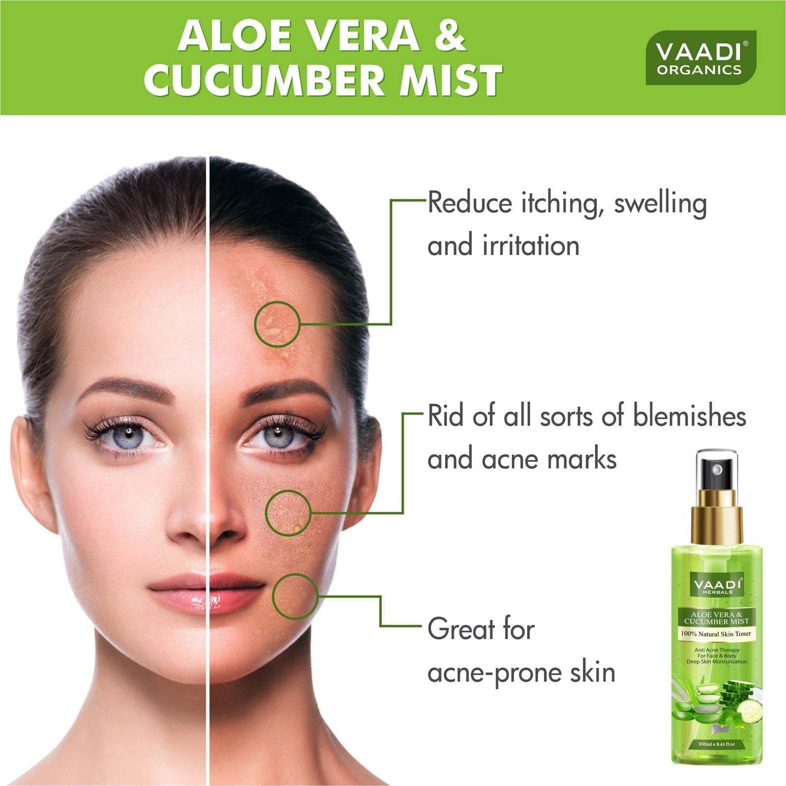 Pack of 2 Skin Toners - Lavender Water and Aloe Vera & Cucumber Mist - 100% Natural & Pure (2 x 250 ml / 8.5 fl oz)