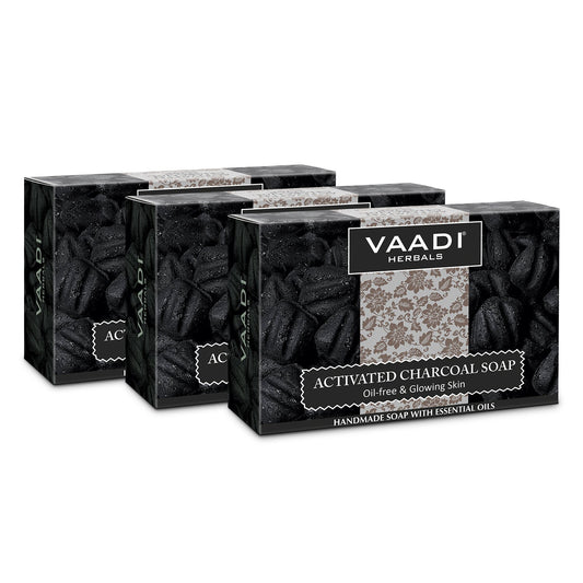 Activated Charcoal Soap - Detoxifies Skin - Brightens The Skin Tone (3 x 75 gms / 2.7 oz)