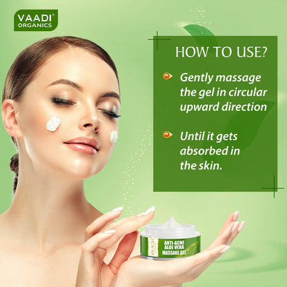 Anti Acne Aloe Vera Massage Gel - Removes Skin Impurities - Keeps Skin Soft (50 gms/ 2 oz)