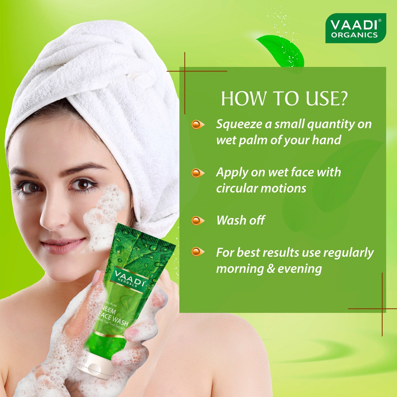 Anti Acne Anti Bacterial Organic Neem Face Wash with Tea Tree Extract - Controls Acne ( 4 x 60 ml/2.1 fl oz)