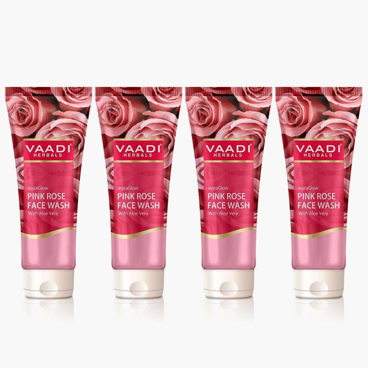 Natural Insta Glow Pink Rose Face wash with Aloe vera extract (4 x 60 ml/2.1 fl oz)