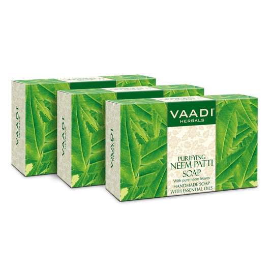 Organic Neem Soap with Pure Neem Leaves (Anti Bacterial) - Detoxifies Skin (3 x 75 gms / 2.7 oz)