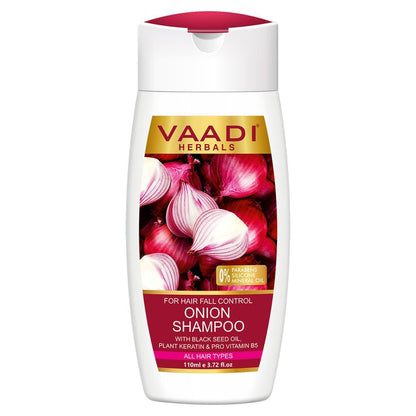 Organic Onion Shampoo with Black Seed Oil, Plant Keratin & PRO Vitamin B5 (110 ml/4 fl oz)