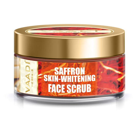 Skin Brightening Organic Saffron Scrub with Basil Oil & Shea Butter - Improves Complexion - Reduces Puffiness, Marks & Spots ( 50 gms/2 oz)