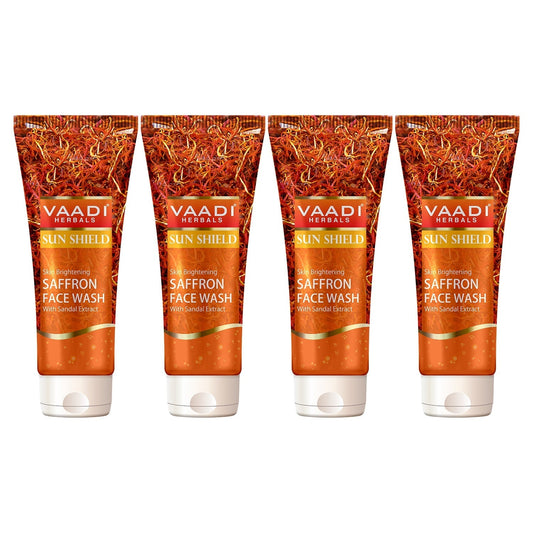 Skin Brightening Organic Saffron Face Wash with Sandalwood (4 x 60 ml/2.1 fl oz)