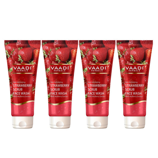 Skin Exfoliating Organic Strawberry Scrub Face Wash with Mulberry Extract (4 x 60ml/ 21.1 fl oz)