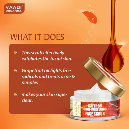 Skin Brightening Organic Saffron Scrub with Basil Oil & Shea Butter - Improves Complexion - Reduces Puffiness, Marks & Spots ( 50 gms/2 oz)