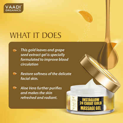 24 Carat Gold Massage Gel with Sandalwood & Turmeric - Clears Oil & Impurities - Makes Skin Luminous ( 50 gms / 2oz)